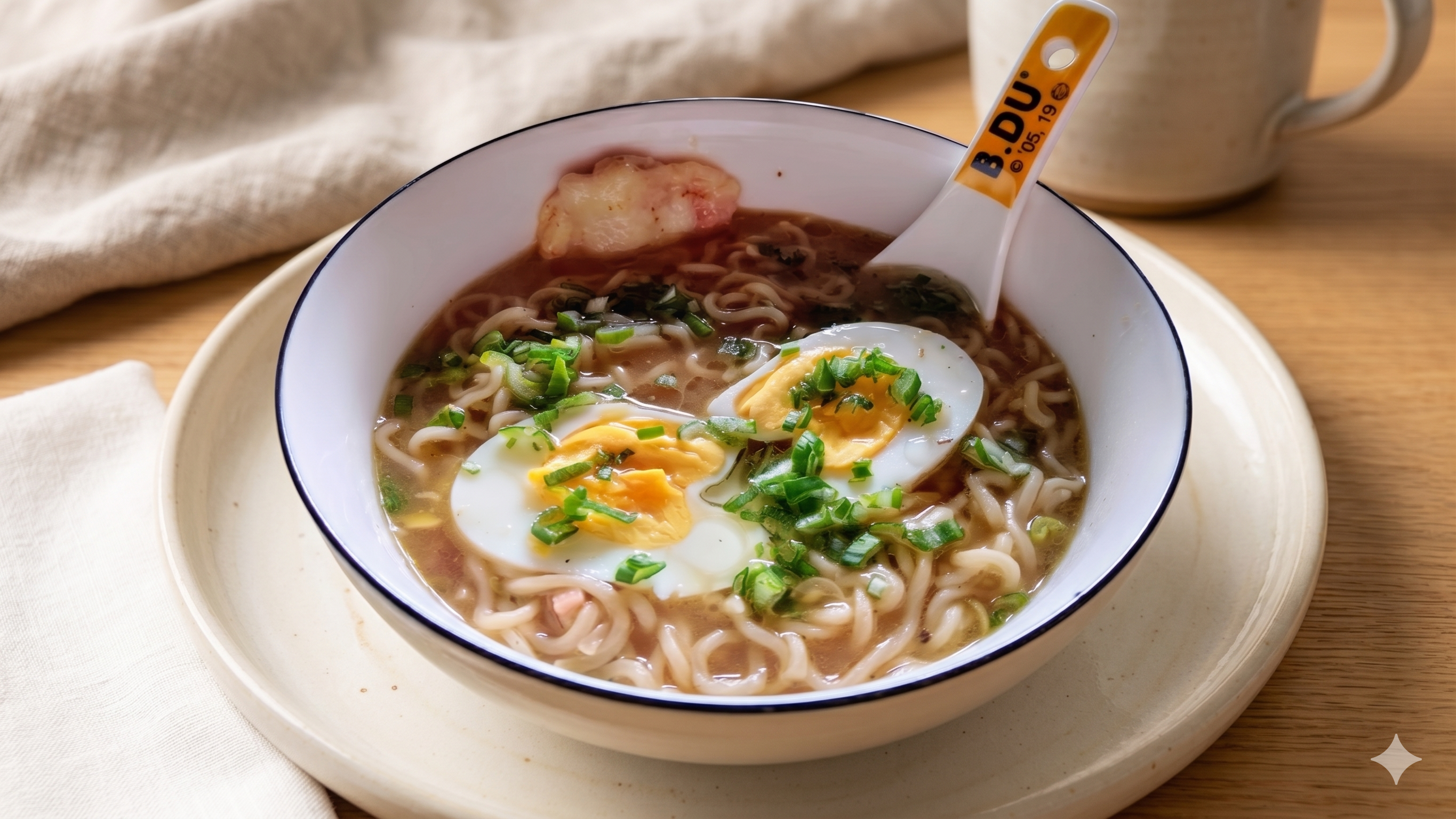Ramen con huevo y verduras